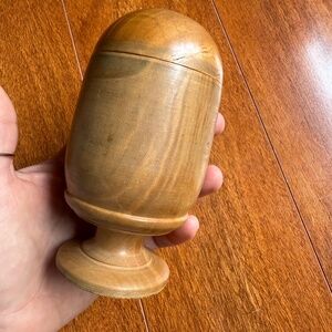 Wooden Lidded Pedestal Footed Container Jar Bowl Turned Wood Pill Silverer??.